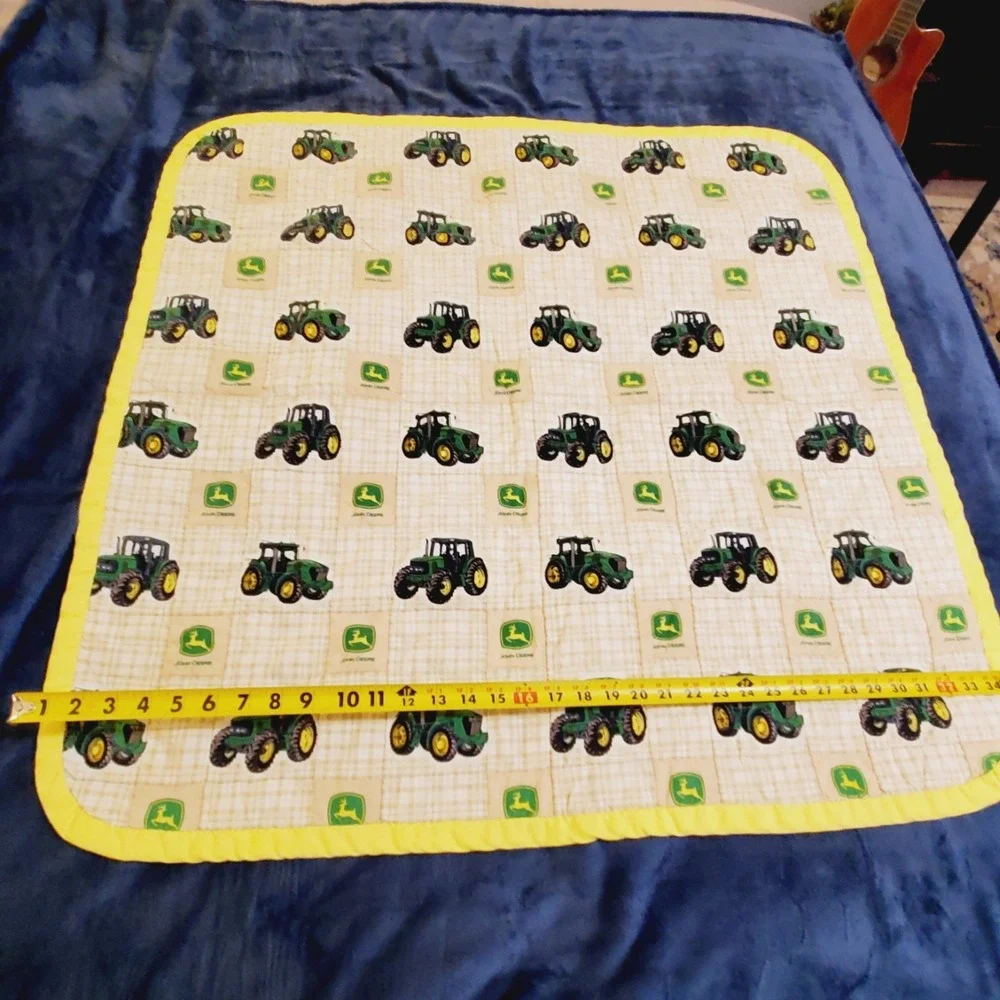 John Deere Tractor Baby Toddler Quilt Handmade Handcrafted Approx 35